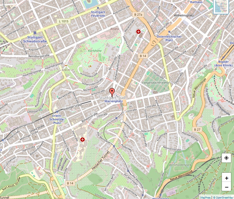 Karte von Stuttgart-Süd