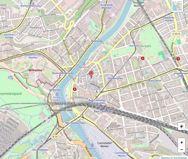 Karte von, Stuttgart, Bad Cannstatt
