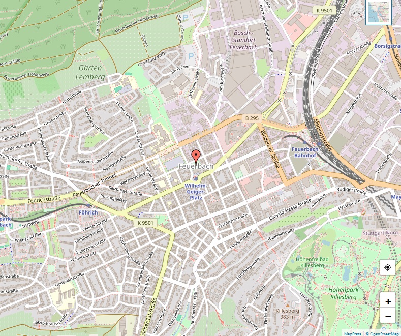 Karte von Feuerbach, Stuttgart