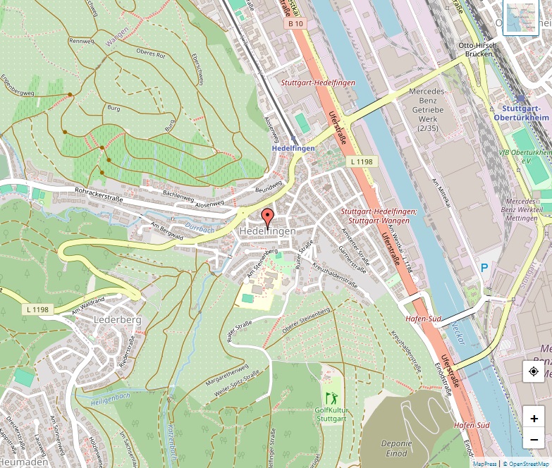 Karte von Hedelfingen, Stuttgart
