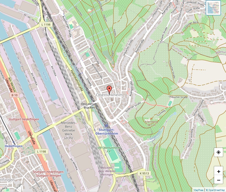 Karte von Obertürkheim, Stuttgart