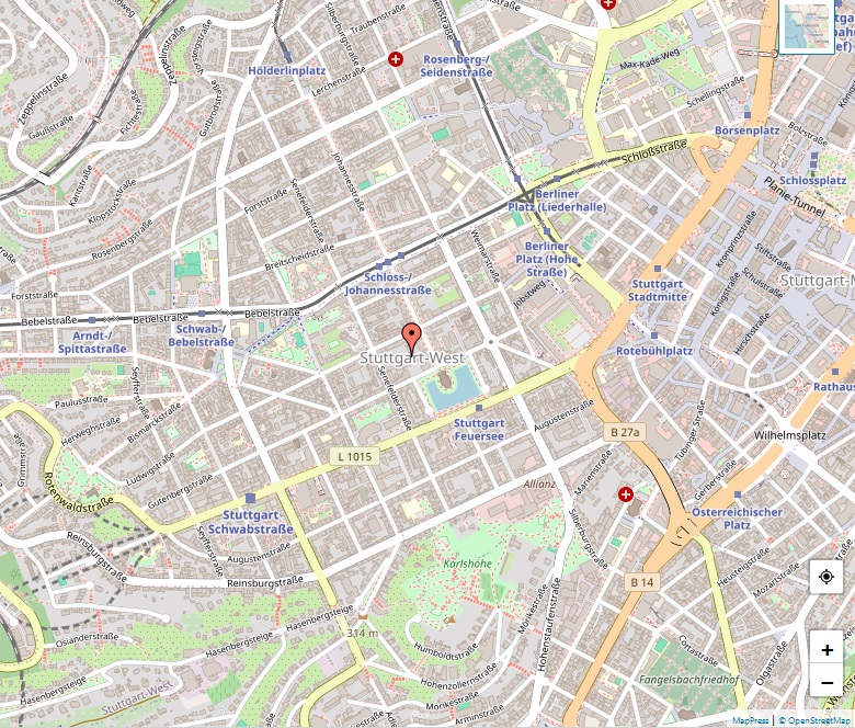 Karte von Stuttgart-West