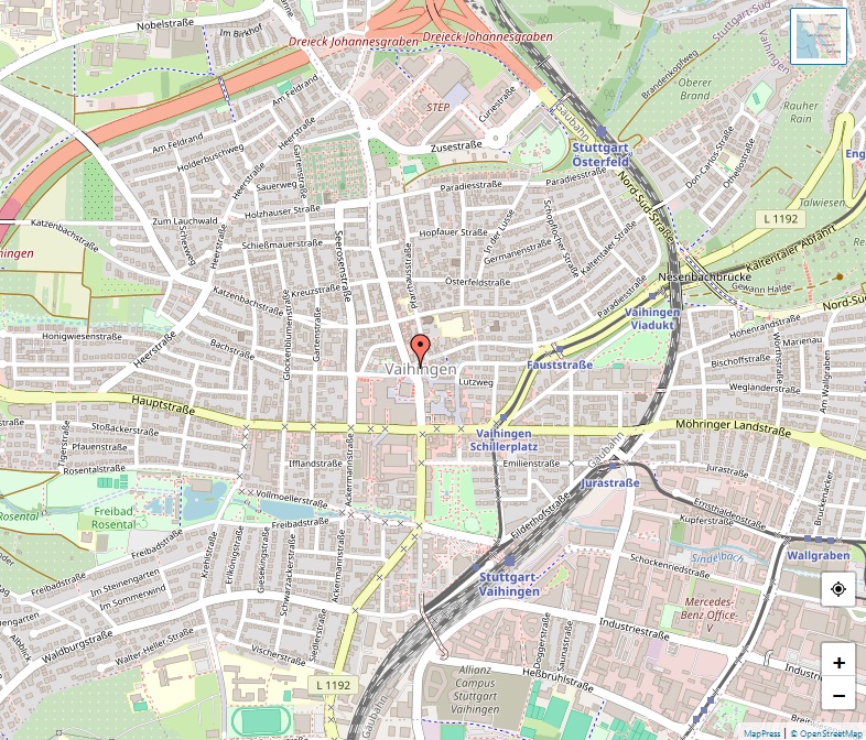 Karte von Vaihingen, Stuttgart