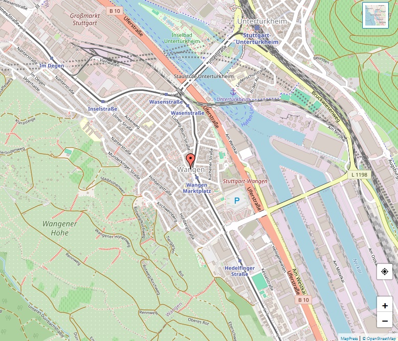 Karte von Wangen, Stuttgart