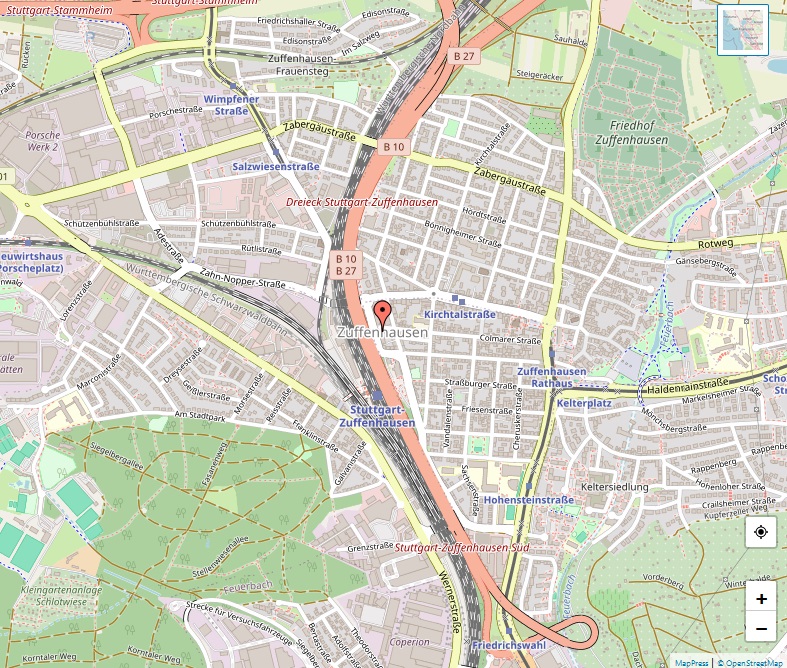 Karte von Zuffenhausen Stuttgart